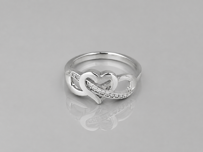 Silver Interlocking Heart & Infinity Ring