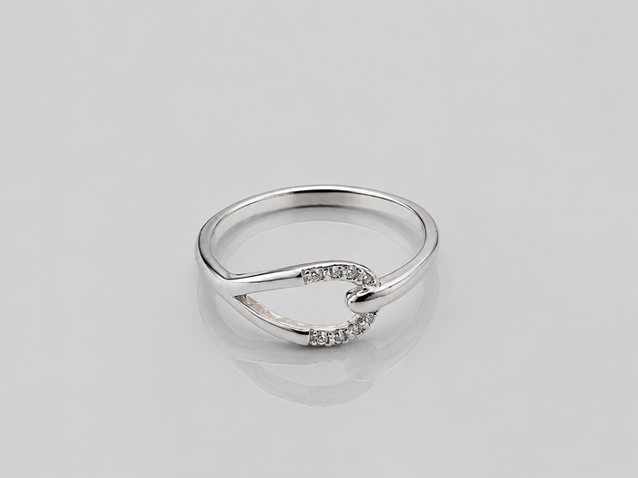 Silver Interlocking Pave Loop Ring