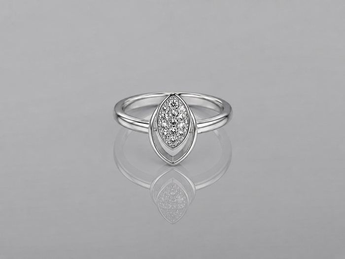 Silver Marquise Pave Cluster Ring