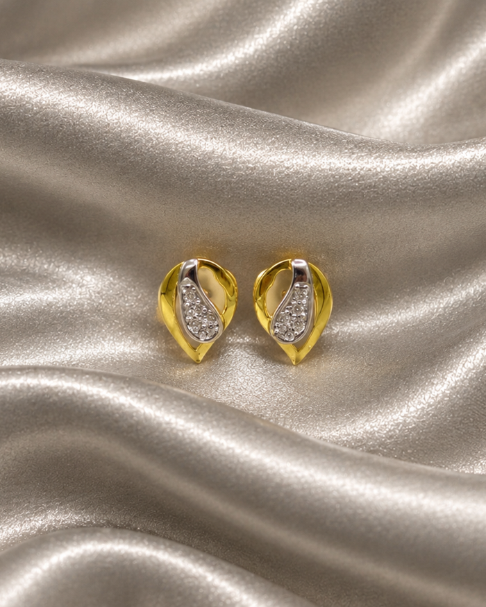Two-Tone Golden Marquise CZ Studs