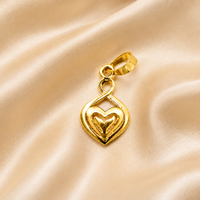 Golden Twisted Teardrop Heart Pendant