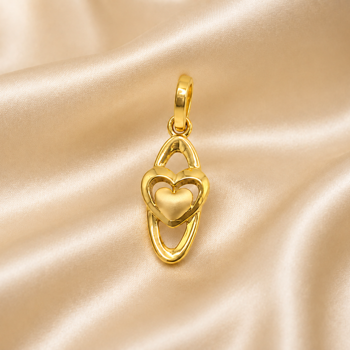 Golden Marquise Double Heart Pendant