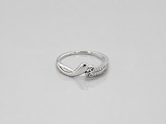 Silver Pave Swirl Wave Ring