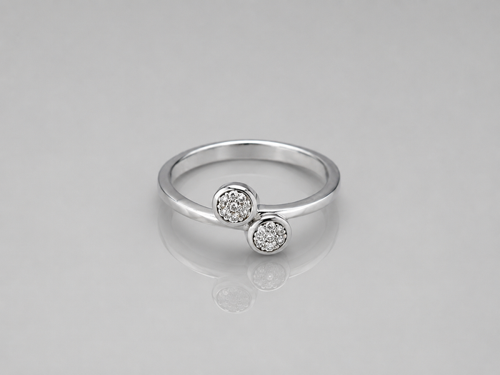Silver Twin Pave Disc Ring