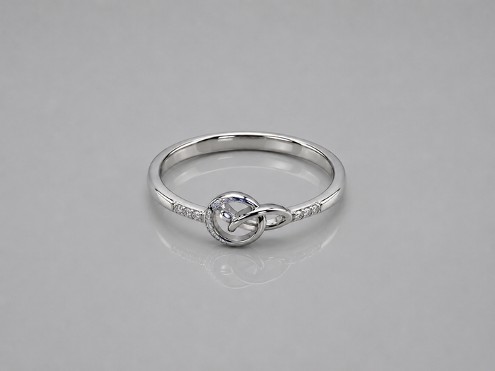 Silver Pave Love Knot Ring