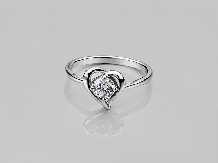 Silver Solitaire Open Heart Ring