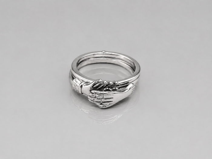 Silver Triple Interlocking Band Ring Set