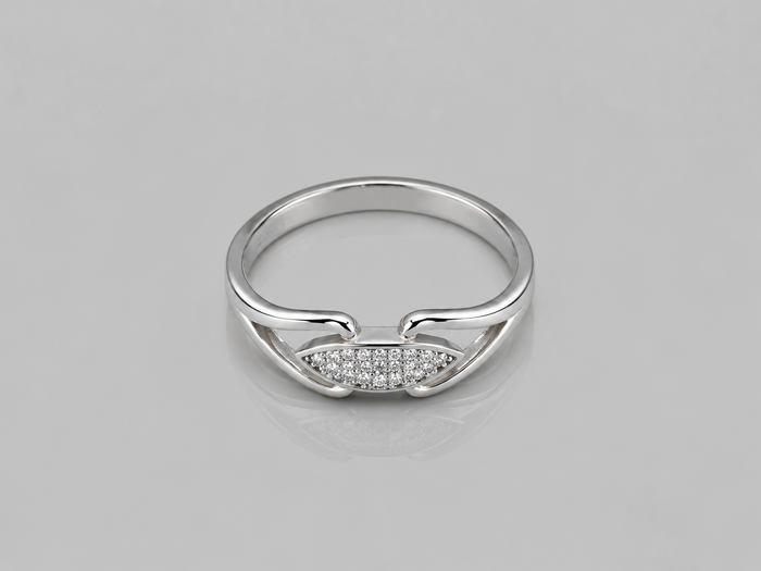 Silver Pave Marquise Bar Ring