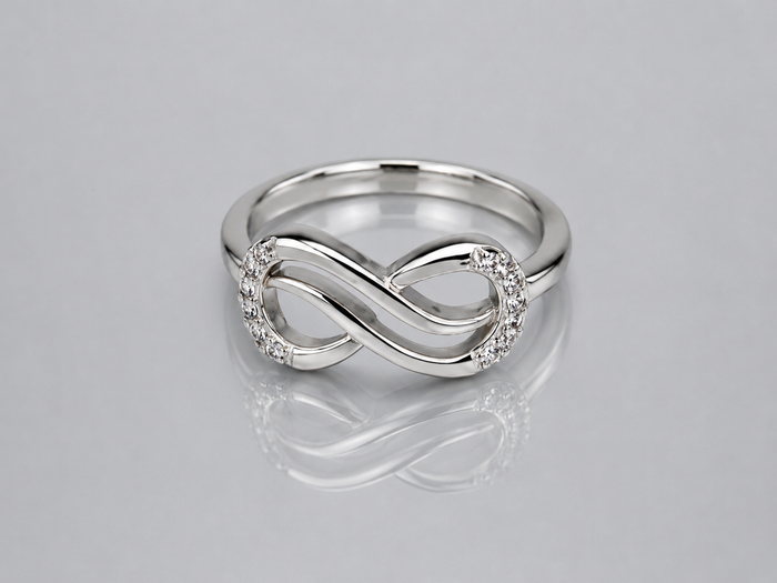 Silver Slim Pave Infinity Ring