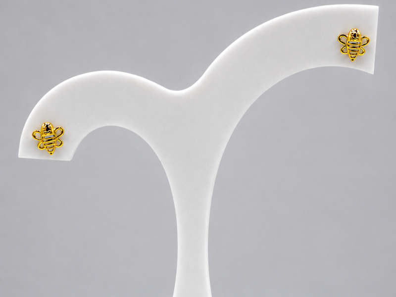Golden Enamel Bee Studs