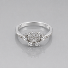 Silver CZ Cluster Geometric Ring