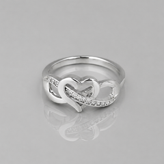 Silver Interlocking Heart & Infinity Ring