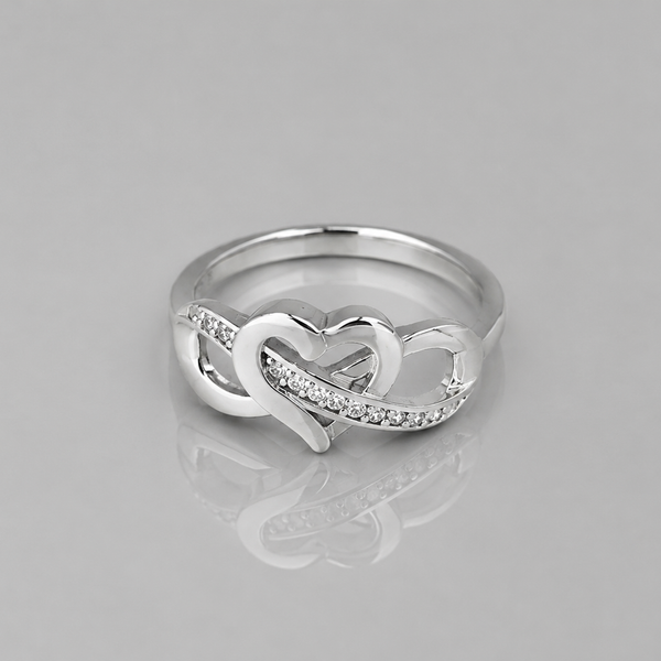 Silver Interlocking Heart & Infinity Ring