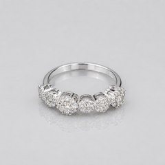 Silver Graduated CZ Cluster Band Ring