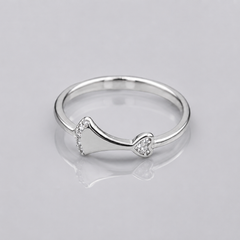 Silver Slim Pave Bow Ring