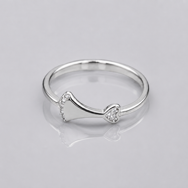 Silver Slim Pave Bow Ring