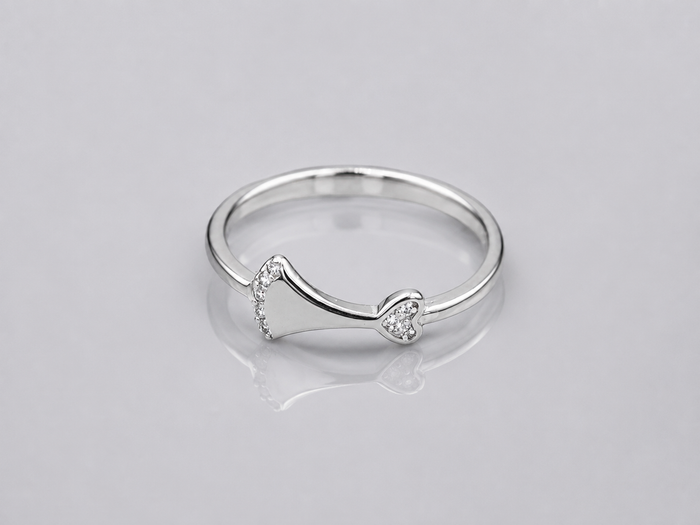 Silver Slim Pave Bow Ring