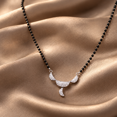 Silver CZ Crescent Horn Mini Mangalsutra