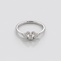 Silver Twin Pave Swan Heart Ring