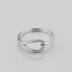 Silver Interlocking Pave Loop Ring