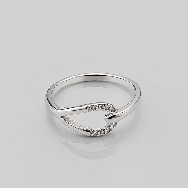 Silver Interlocking Pave Loop Ring