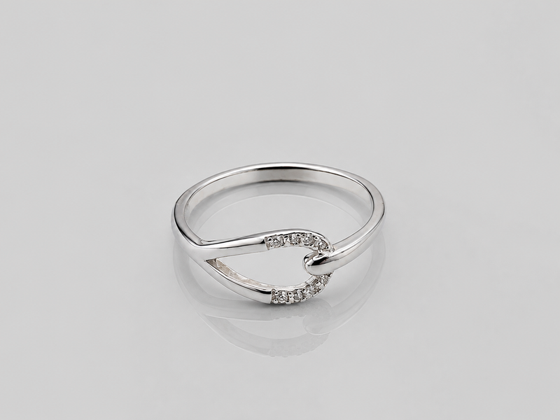 Silver Interlocking Pave Loop Ring
