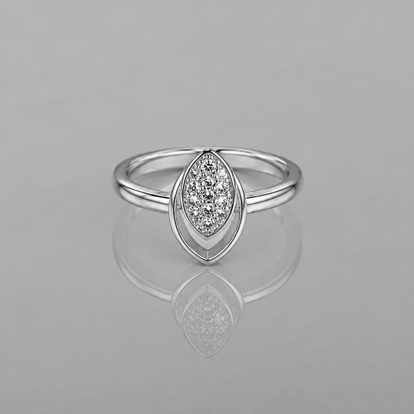 Silver Marquise Pave Cluster Ring