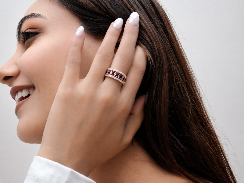 Golden Wide Marquise Eternity Band Ring
