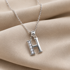 Silver Pave H Initial Pendant