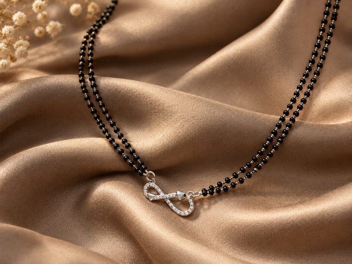 Silver CZ Knot Double-Strand Mangalsutra