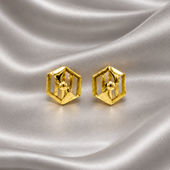 Golden Hexagon Textured Studs