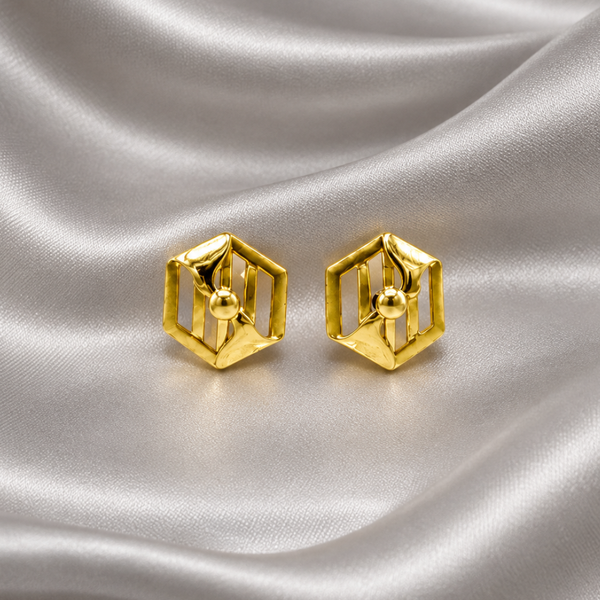 Golden Hexagon Textured Studs