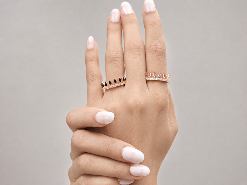 Golden Wide Marquise Eternity Band Ring