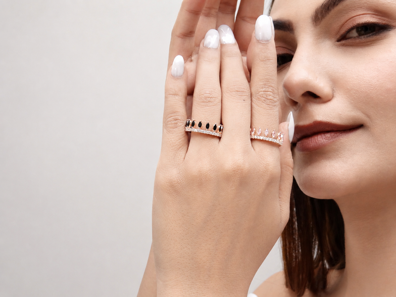 Golden Wide Marquise Eternity Band Ring