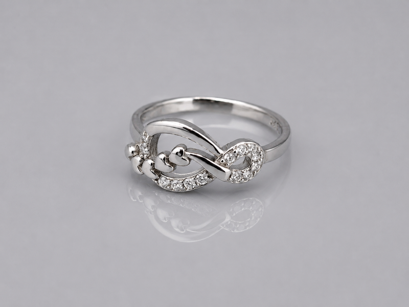 Silver Pave Infinity Knot Ring