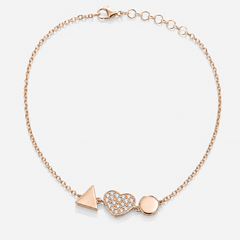 Rose Gold Tone Geometric Charm Bracelet