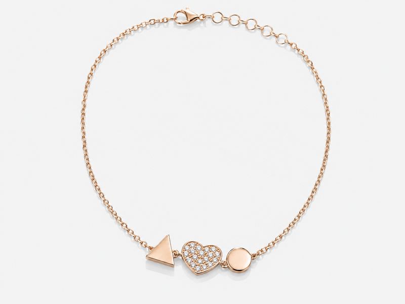 Rose Gold Tone Geometric Charm Bracelet