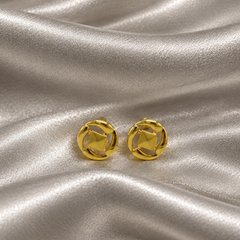 Golden Round Openwork Knot Studs