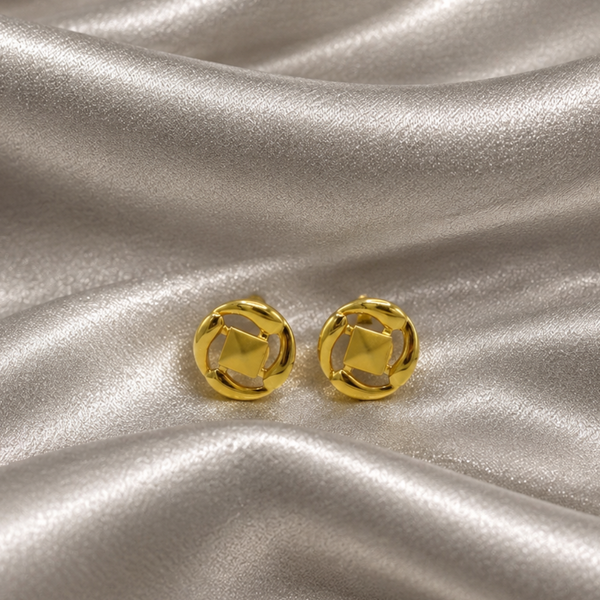 Golden Round Openwork Knot Studs