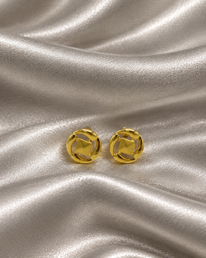 Golden Round Openwork Knot Studs