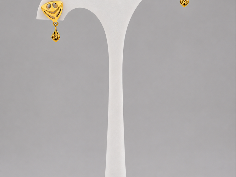 Golden Triangular Bead Drop Earrings