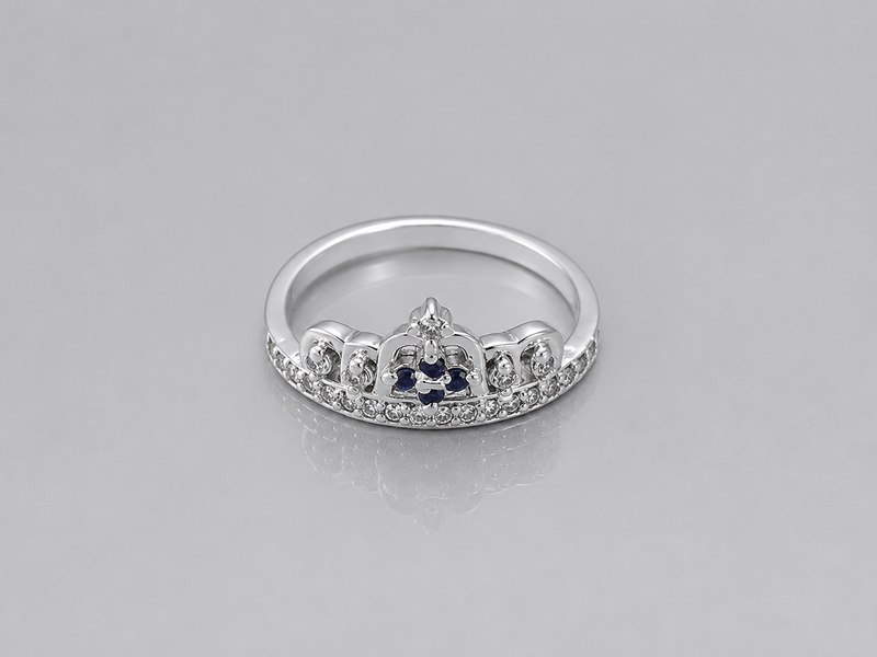 Silver Pave Crown Tiara Ring