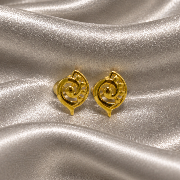 Golden Swirl Paisley Studs