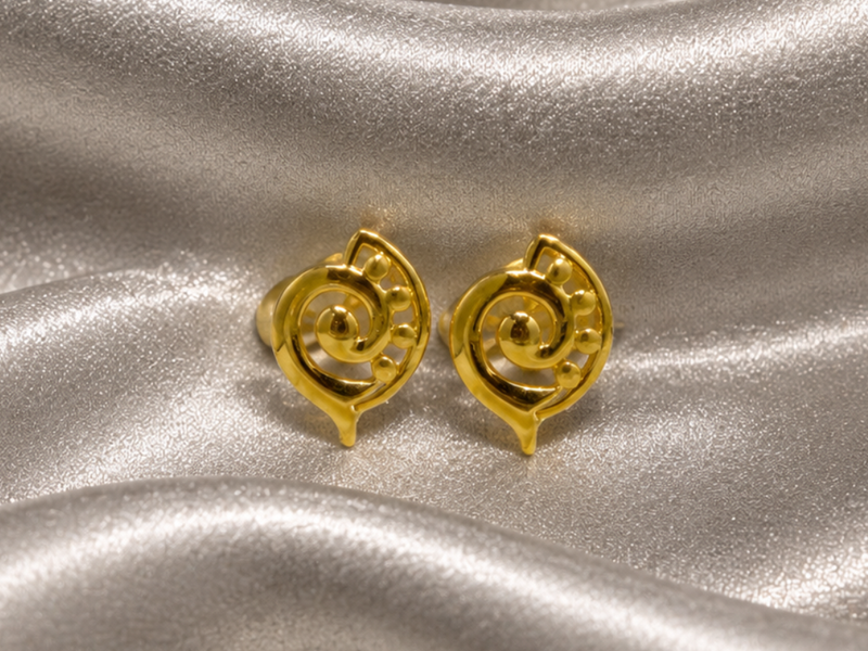 Golden Swirl Paisley Studs