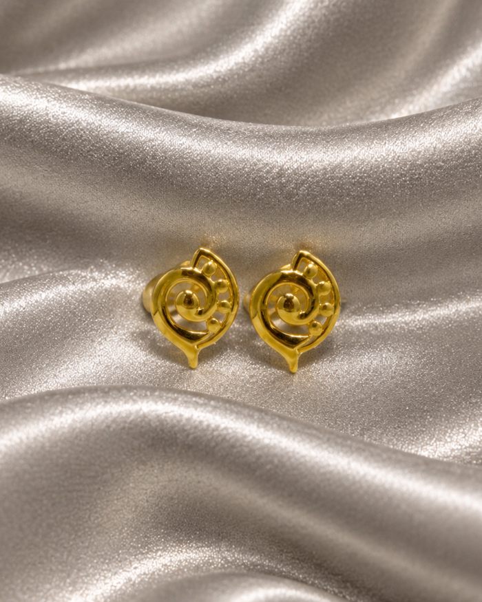 Golden Swirl Paisley Studs