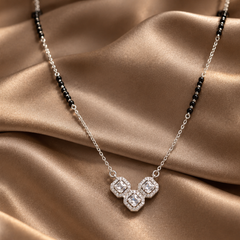Silver Triple CZ Square Mangalsutra