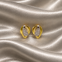 Two-Tone Golden Marquise CZ Studs