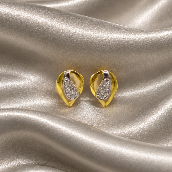 Two-Tone Golden Marquise CZ Studs