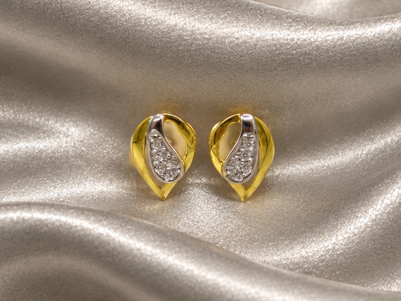 Two-Tone Golden Marquise CZ Studs
