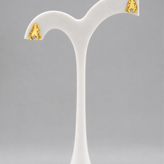 Golden Textured Flared Fan Studs